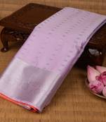 Lilac lavender and salmon orange soft silk saree