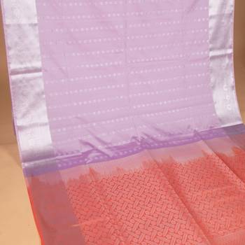 Lilac lavender and salmon orange soft silk saree 2