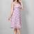Women light pink floral printed square neck dress