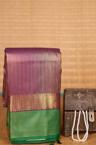 Palatinate purple and lawn green soft silk saree