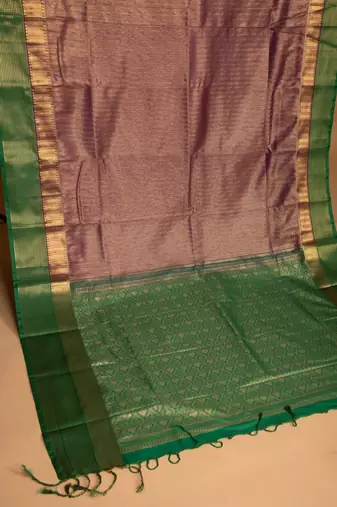 Palatinate purple and lawn green soft silk saree with blouse