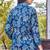 Turquoise blue floral print rayon ethnic fusion co-ord set