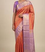 Dual tone Orange and lavender soft silk saree