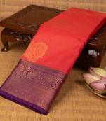Red orange and purple soft silk saree