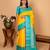 Bright yellow and turquoise blue pure kanchi silk saree