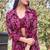 Burgundy floral print rayon ethnic fusion co-ord set