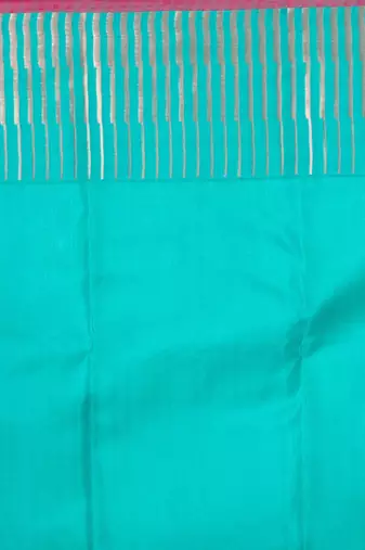 Bright yellow and turquoise blue kanchi silk saree with blouse