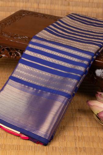 Royal blue and reddish pink soft silk saree