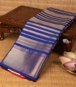 Royal blue and reddish pink soft silk saree