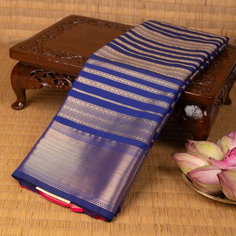 Royal blue and reddish pink soft silk saree