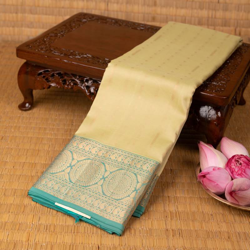 Pastel green and persian green pure touch silk saree