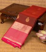 Brick maroon and french pink pure touch silk saree