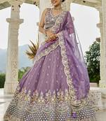 Purple Sequin & Mirror embroidered Lehenga Set with dupatta