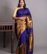 Royal blue pure kanjivaram silk saree