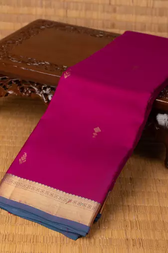 Purple and peacock blue pure touch silk saree