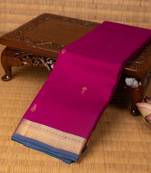 Purple and peacock blue pure touch silk saree