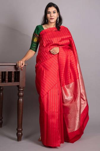 Chilli red pure kanjivaram silk saree
