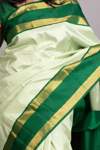 Mint green and forest green pure kanjivaram silk saree