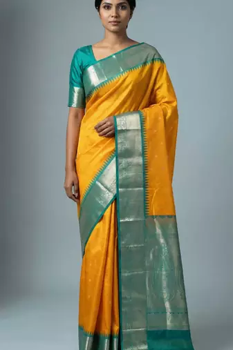 Honey orange semi silk saree