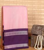 Baby pink and purple semi silk saree