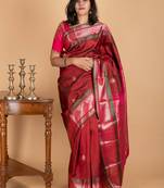 Pink and maroon silk saree
