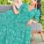 Women turquoise blue all-over paisley print rayon fit & flare maxi dress