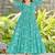 Women turquoise blue all-over paisley print rayon fit & flare maxi dress