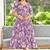 Women purple all-over floral print rayon fit & flare maxi dress
