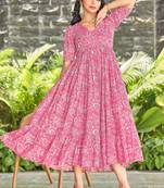 Women pink all-over paisley print rayon fit & flare maxi dress