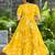 Women yellow all-over floral print rayon fit & flare maxi dress