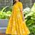Women yellow all-over floral print rayon fit & flare maxi dress