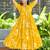 Women yellow all-over floral print rayon fit & flare maxi dress