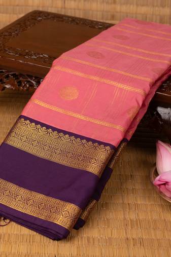 Bubblegum pink and purple semi silk saree