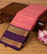 Bubblegum pink and purple semi silk saree