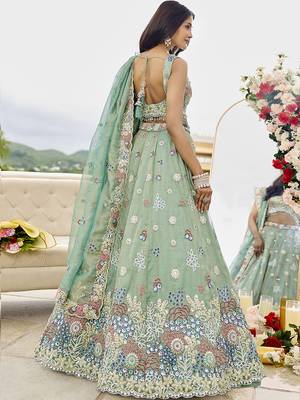 Lime Green embroidered Designer Lehenga Choli with dupatta 2