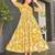 Women yellow all-over floral print rayon fit & flare maxi dress