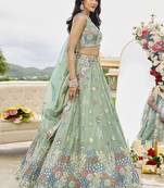 Lime Green embroidered Designer Lehenga Choli with dupatta