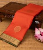 Salamander orange and dual tone green pure silk saree