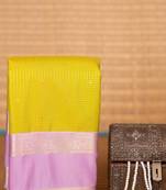 Chartreuse green and lilac soft silk saree