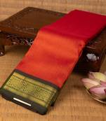 Neon orange and dual tone green silk cotton saree