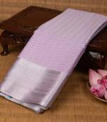 Lilac lavender and teal green soft silk saree