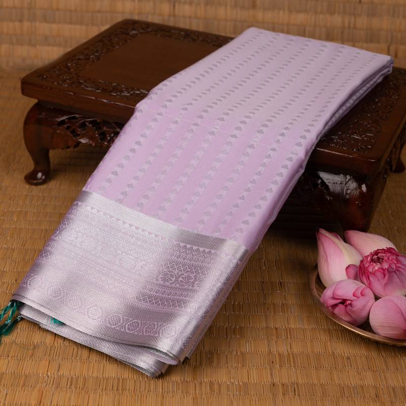 Lilac lavender and teal green soft silk saree