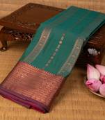 Persian green and rani pink semi silk saree