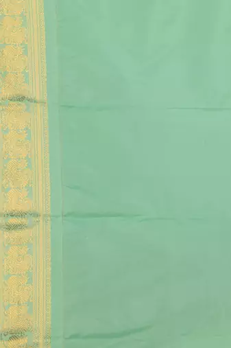 Dark red and pastel green semi silk saree