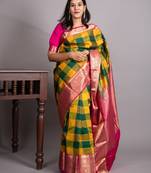 Multicolour checks pure kanjivaram silk saree