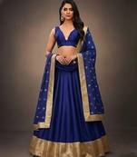 blue raw silk lehenga set