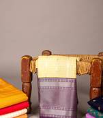 yellow and purple semi silk saree