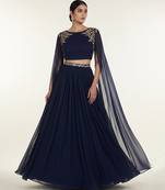 black embroidered georgette lehenga set