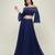 blue embroidered georgette lehenga set