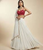 white embroidered georgette lehenga set